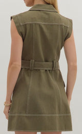 Olivia Sleeveless Self Belt Mini Dress