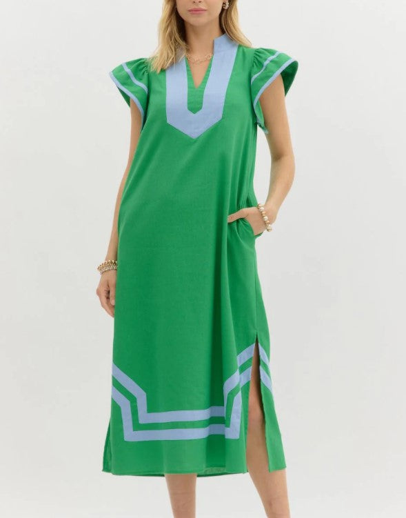 Palm Beach Midi Dress with Contrast Detail