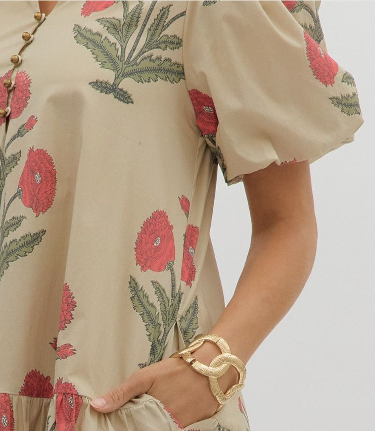 Paula Mini Floral Dress with Ruffle Hem