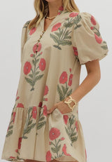 Paula Mini Floral Dress with Ruffle Hem