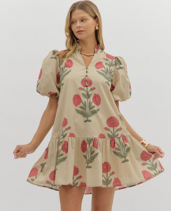 Paula Mini Floral Dress with Ruffle Hem
