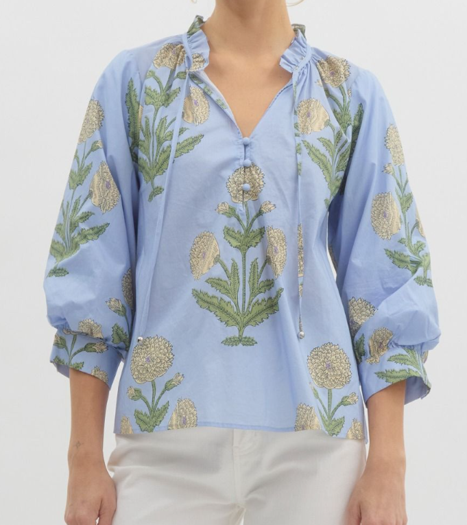 Peyton Bubble Sleeve Floral Top