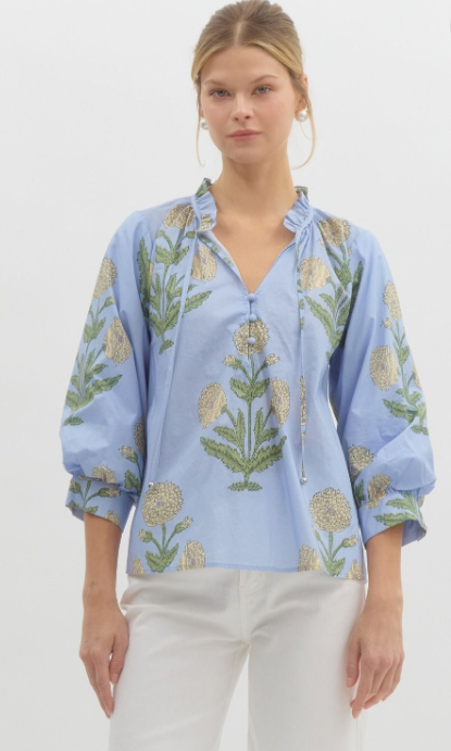 Peyton Bubble Sleeve Floral Top
