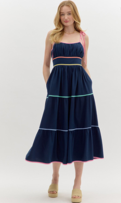 Piper Shoulder Tie Midi Dress