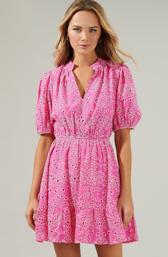 Ruby Eyelet Mini Dress