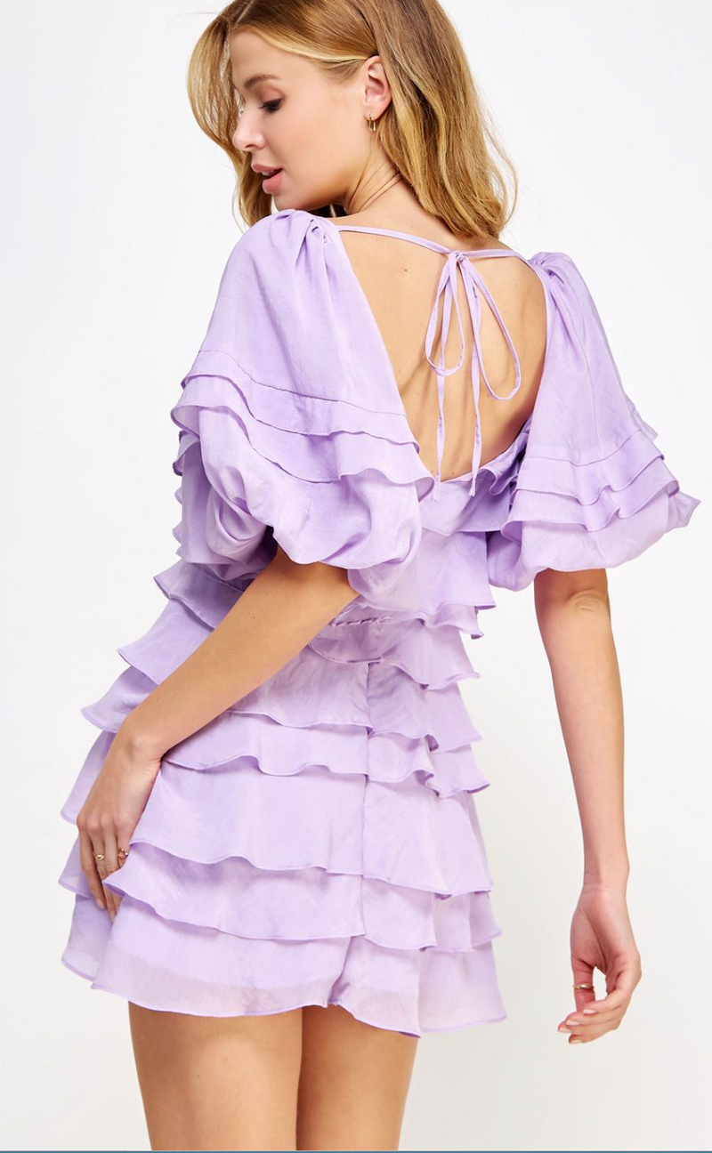 Colby Flutter Tiered Dress - Lilac