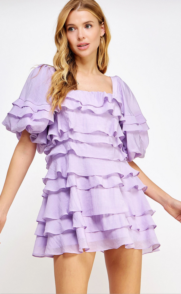 Colby Flutter Tiered Dress - Lilac