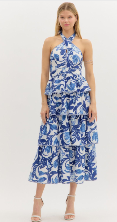 Sophia Halter Tie Midi Dress