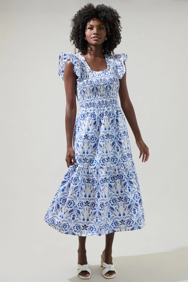 Susannah Smock Tiered Midi Dress