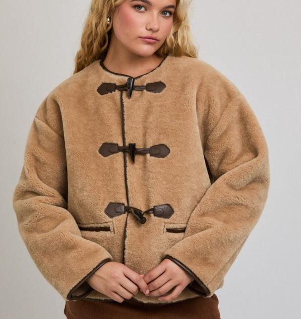 Teddi Long Sleeve Coat with Toggle Closure