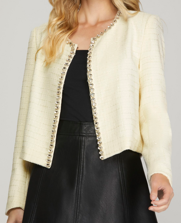 Victoria Rhinestone Tweed Trimmed Jacket