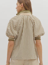 Waverly Striped Short Puff Sleeve Top