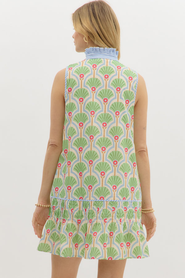 Willow Floral Mini Shift Dress with Contrasting Collar