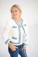 Elsa Denim Trimmed Tweed Jacket